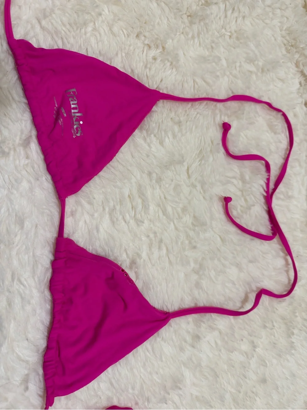 SET! Frankie's Bikinis Hot Pink Triangle Top And Bottoms Size M